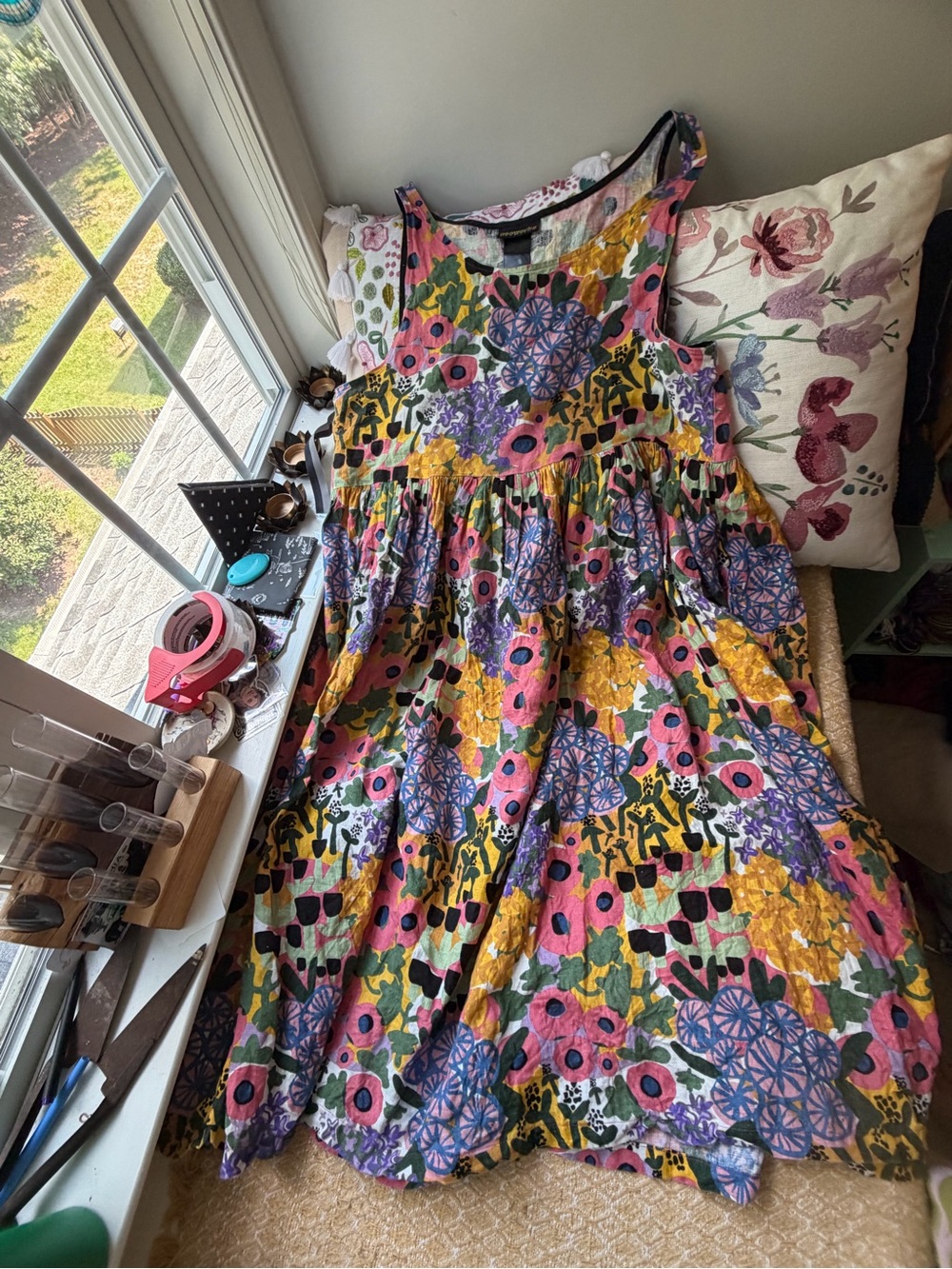 Nooworks Multicolor Floral Tiered Sundress in Pink, Purple & Yellow